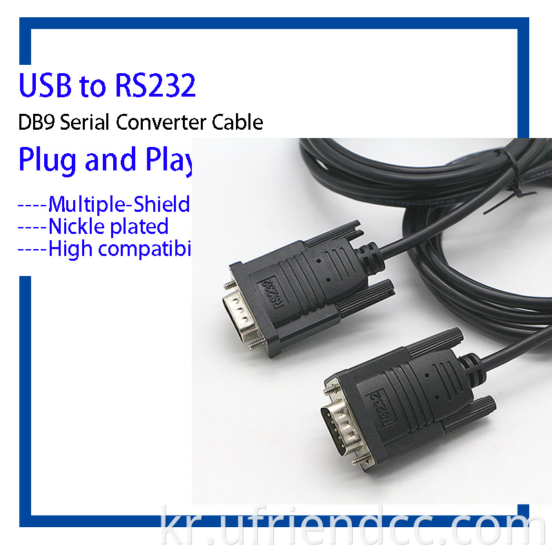 공장 사용자 정의 플러그 앤 플레이 FTDI DB9 마이크로 미니 타입 C USB에서 RS232 프로그래밍을위한 직렬 케이블